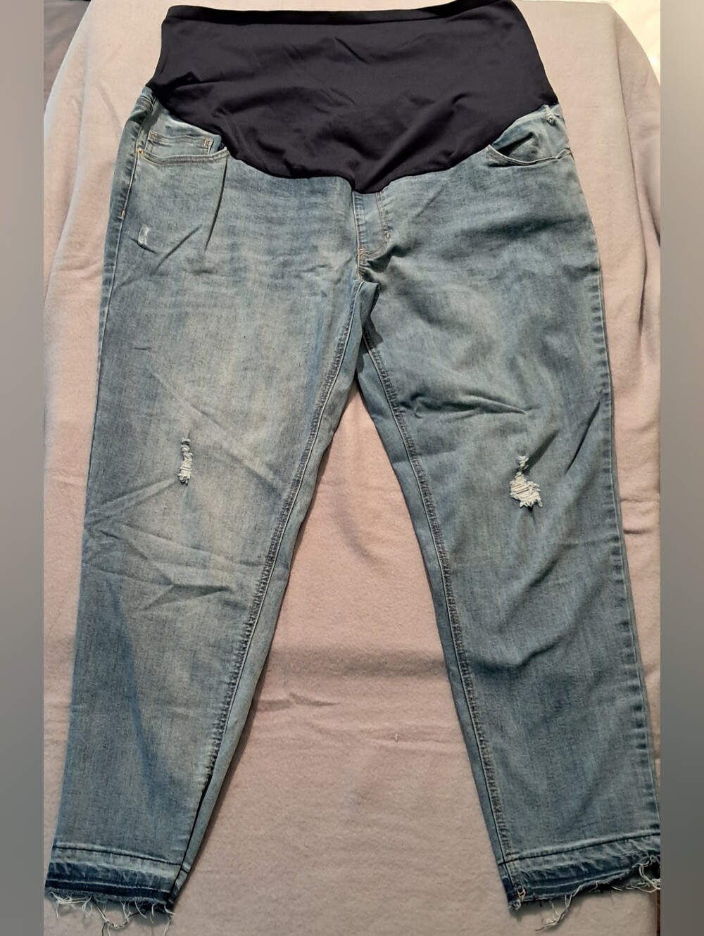 Time and Tru High-Rise Blue Maternity Jeans with Black Panel